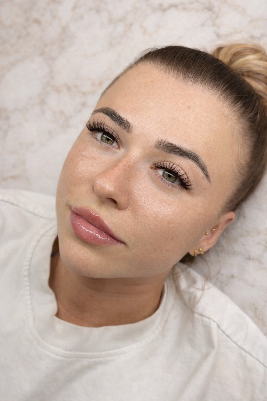 Lash and brow detail, overhead